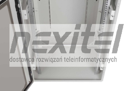 Szara szafa wisząca rack 19"DWUCZĘŚCIOWA 9U 600X400 IP54 ŚCIANY BOCZNE PEŁNE DRZWI Z SZYBĄ WEWNĘTRZNA RAL 7035 SZARA