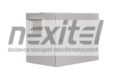 Szara szafa wisząca rack 19" 9UX600X600 IP54 ŚCIANY BOCZNE PEŁNE DRZWI PEŁNE WEWNĘTRZNA RAL 7035 SZARY