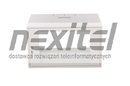 Szara szafa wisząca rack 19" SIMPLE 6UX555X400 IP30 ŚCIANY BOCZNE PEŁNE DRZWI Z SZYBĄ SZARA