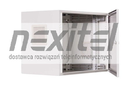 Szara szafa wisząca rack 19" 9UX600X600 IP54 ŚCIANY BOCZNE PEŁNE DRZWI PEŁNE WEWNĘTRZNA RAL 7035 SZARY