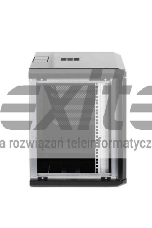 Czarna szafa wisząca rack 19"  DWUCZĘŚCIOWA 9UX600X400 IP30 ŚCIANY BOCZNE OTWIERANE DRZWI PEŁNE RAL 9005 CZARNY