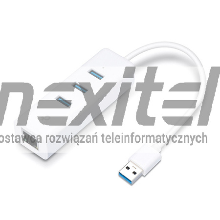 Karta sieciowa Ethernet do USB 3.0 z 3-portowym Hubem USB 3.0