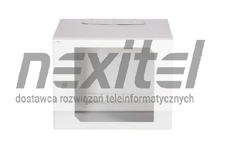 Szara szafa wisząca rack 19" 9UX600X600 IP54 ŚCIANY BOCZNE PEŁNE DRZWI Z SZYBĄ ZEWNĘTRZNA RAL 7035 SZARA