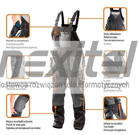 Spodnie robocze na szelkach, NEO TOOLS 81-240