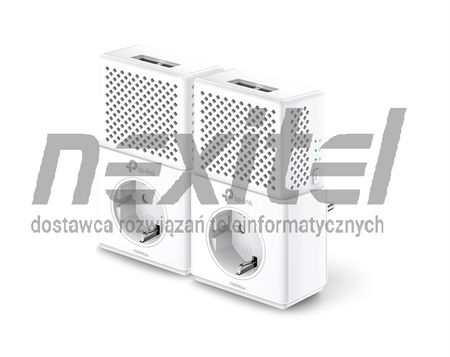 Zestaw gigabitowych transmiterów sieciowych TP-LINK AV1000 z gniazdkiem elektrycznym