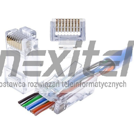 WTYK RJ45 8p8c nieekranowany, kat.6 UTP drut, przelotowy (100szt.)