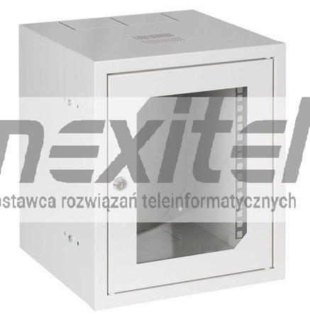 Szara szafa rack wisząca SZW 10" 6U 310X300 IP30 DRZWI Z SZYBĄ SZARA 7035