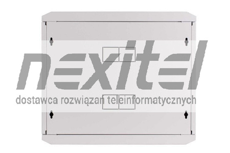Szara szafa wisząca rack 19"  9UX600X600 IP30 ŚCIANY BOCZNE OTWIERANE DRZWI PEŁNE RAL 7035 SZARY