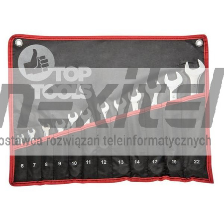 Klucze płasko-oczkowe 6-22 mm, zestaw 12 szt.  TOP TOOLS 35D359