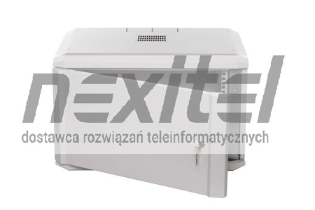 Szara szafa rack wisząca rack 19" 6UX600X600 IP30 ŚCIANY BOCZNE OTWIERANE DRZWI PEŁNE RAL 7035