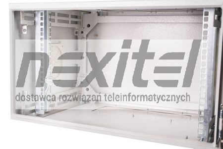 Szara szafa rack wisząca rack 19" 6UX600 IP54 ŚCIANY BOCZNE PEŁNE DRZWI PEŁNE SZARA WEWNĘTRZNA