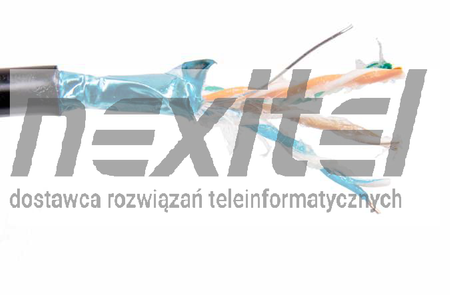 SKRĘTKA CZARNA ZEWNĘTRZNA, ŻELOWANA  F/UTP kat.5(e) 100MHz UV