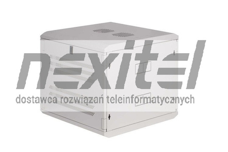 Szara szafa wisząca rack 19" DWUCZĘŚCIOWA 9UX600X600 IP30 ŚCIANY BOCZNE OTWIERANE DRZWI Z SZYBĄ RAL 7035