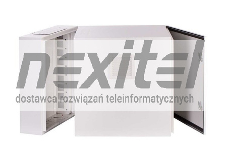 Szara szafa wisząca rack 19"DWUCZĘŚCIOWA 6U 600X600 IP54 ŚCIANY BOCZNE PEŁNE DRZWI PEŁNE WEWNĘTRZNA RAL 7035 SZARA