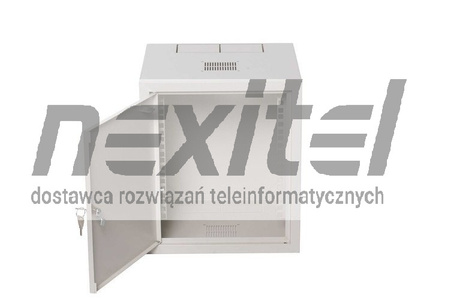 Szara szafa rack wisząca 10" 4Ux310x300 IP30 Drzwi pełne RAL 7035 szara