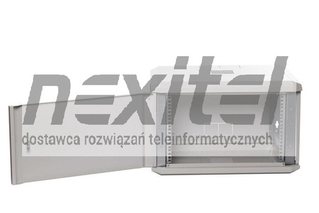 Szara szafa wisząca rack 19"  DWUCZĘŚCIOWA 6UX600 DRZWI PEŁNE SZARA RAL 7035 