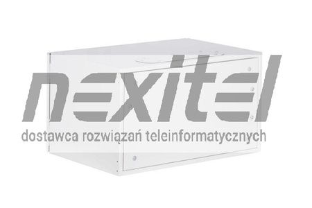 Szara szafa rack wisząca rack 19" 6UX600X400 IP54 ŚCIANY BOCZNE PEŁNE DRZWI Z SZYBĄ ZEWNĘTRZNA SZARA