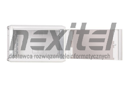 Szara szafa wisząca rack 19" DWUCZĘŚCIOWA 6UX600X400 IP30 ŚCIANY BOCZNE OTWIERANE DRZWI Z SZYBĄ SZARA