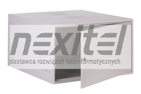 Szara szafa wisząca rack 19"SIMPLE 6UX555X600 IP30 ŚCIANY BOCZNE PEŁNE DRZWI PEŁNE RAL 7035