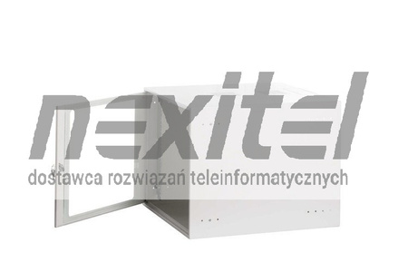 Szara szafa wisząca rack 19" SIMPLE 9UX555X600 IP30 ŚCIANY BOCZNE PEŁNE DRZWI Z SZYBĄ RAL 7035 SZARA