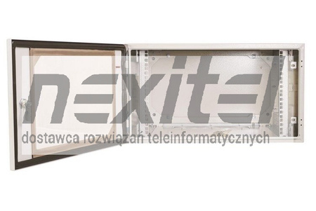 Szara szafa wisząca rack 19"DWUDZIELNA 6U 600X600 IP54 ŚCIANY BOCZNE PEŁNE DRZWI Z SZYBĄ ZEWNĘTRZNA RAL 7035 SZARA