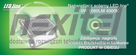 NAŚWIETLACZ SOLARNY Z CZUJNIKIEM RUCHU LED LINE 10W 1080LM 4000K