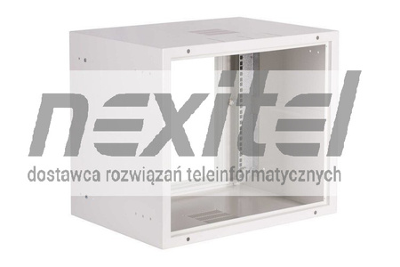 Szara szafa wisząca rack 19" SIMPLE 9UX555X400 IP30 ŚCIANY BOCZNE PEŁNE DRZWI Z SZYBĄ SZARA