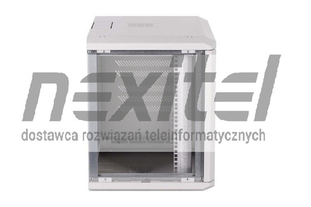 Szara szafa wisząca rack 19"  9UX600X600 IP30 ŚCIANY BOCZNE OTWIERANE DRZWI PEŁNE RAL 7035 SZARY