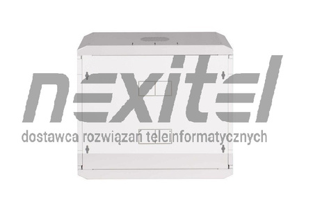 Szara szafa wisząca rack 19" 9UX400 IP30 Z DRZWIAMI PRZESZKLONYMI ŚCIANY BOCZNE OTWIERANE SZARA 7035