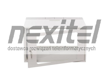 Szara szafa wisząca rack 19" SIMPLE 6UX555X400 IP30 ŚCIANY BOCZNE PEŁNE DRZWI Z SZYBĄ SZARA