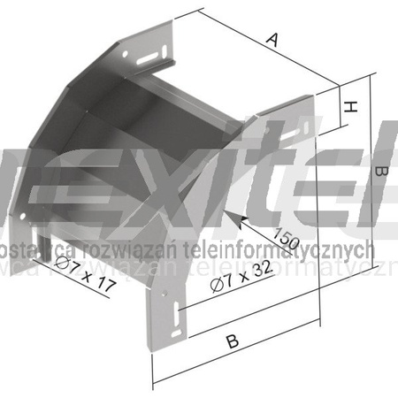 KOPOS ŁUK OPADAJĄCY 90' NKO 90x50x125S