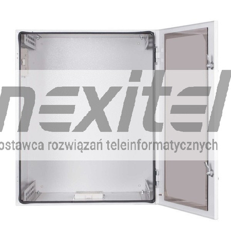 Szara szafa wisząca rack 19" 12UX600X400 MM IP54 ŚCIANY BOCZNE PEŁNE DRZWI Z SZYBĄ ZEWNĘTRZNA