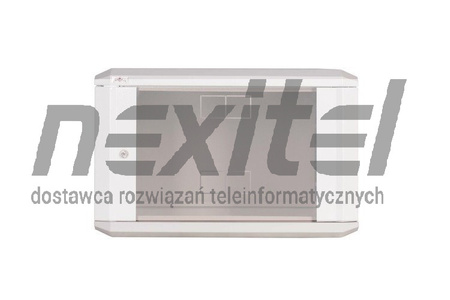 Szara szafa wisząca rack 19" DWUCZĘŚCIOWA 6UX600X400 IP30 ŚCIANY BOCZNE OTWIERANE DRZWI Z SZYBĄ SZARA