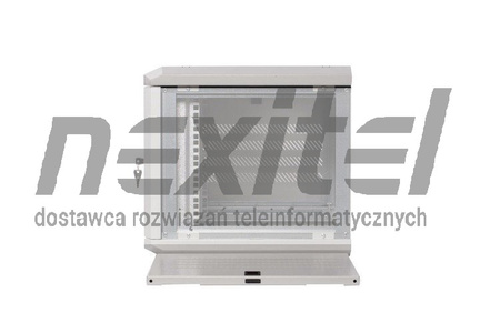 Szara szafa rack wisząca rack 19" 6UX600X600 IP30 ŚCIANY BOCZNE OTWIERANE DRZWI PEŁNE RAL 7035