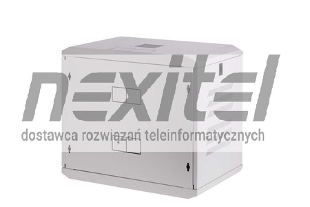 Szara szafa wisząca rack 19"  9UX600X600 IP30 ŚCIANY BOCZNE OTWIERANE DRZWI PEŁNE RAL 7035 SZARY