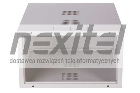Szara szafa wisząca rack 19"SIMPLE 6UX555X600 IP30 ŚCIANY BOCZNE PEŁNE DRZWI PEŁNE RAL 7035