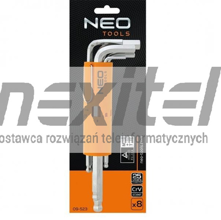 Klucze sześciokątne 2.5-10 mm, zestaw 8 szt. NEO TOOLS 09-523