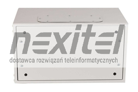 Szara szafa rack wisząca rack 19" 6UX600 IP54 ŚCIANY BOCZNE PEŁNE DRZWI PEŁNE SZARA WEWNĘTRZNA