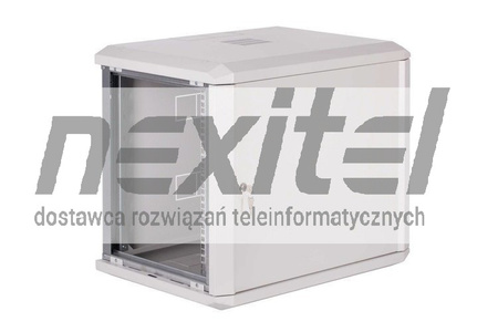 Szara szafa wisząca rack 19"  9UX600X600 IP30 ŚCIANY BOCZNE OTWIERANE DRZWI PEŁNE RAL 7035 SZARY