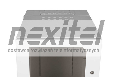 Szara szafa wisząca rack 19" DWUCZĘŚCIOWA 9U 600X600 IP54 ŚCIANY BOCZNE PEŁNE DRZWI Z SZYBĄ WEWNĘTRZNA RAL 7035 SZARA