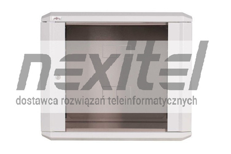 Szara szafa wisząca rack 19" 9UX400 IP30 Z DRZWIAMI PRZESZKLONYMI ŚCIANY BOCZNE OTWIERANE SZARA 7035