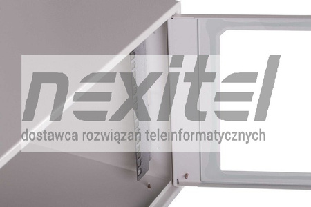 Szara szafa wisząca rack 19" SIMPLE 6UX555X600 IP30 ŚCIANY BOCZNE PEŁNE DRZWI Z SZYBĄ SZARA