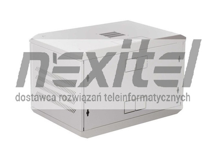 Szara szafa rack wisząca rack 19" 6UX600X400 IP30 ŚCIANY BOCZNE OTWIERANE DRZWI PEŁNE RAL 7035 SZARY