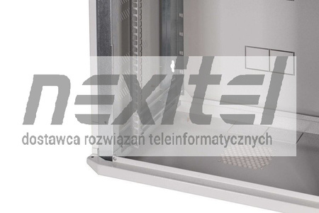 Szara szafa wisząca rack 19" 9UX400 IP30 Z DRZWIAMI PRZESZKLONYMI ŚCIANY BOCZNE OTWIERANE SZARA 7035