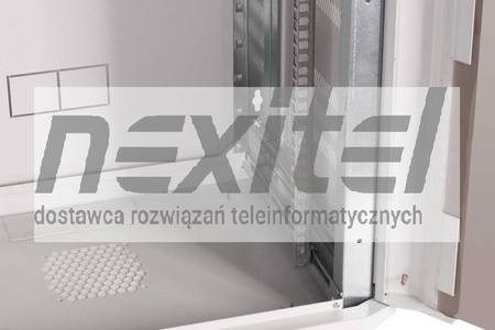 Szara szafa wisząca rack 19" 9UX400 IP30 Z DRZWIAMI PRZESZKLONYMI ŚCIANY BOCZNE OTWIERANE SZARA 7035