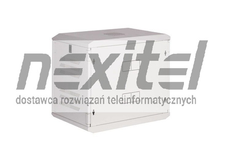 Szara szafa wisząca rack 19" 9UX400 IP30 Z DRZWIAMI PRZESZKLONYMI ŚCIANY BOCZNE OTWIERANE SZARA 7035
