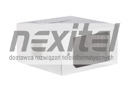 Szara szafa wisząca rack 19" 9UX600X400 IP54 ŚCIANY BOCZNE PEŁNE DRZWI Z SZYBĄ ZEWNĘTRZNA RAL 7035 SZARA