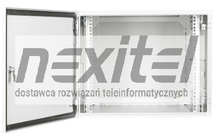 Szara szafa wisząca rack 19"  DWUDZIELNA 6U 600X400 IP54 ŚCIANY BOCZNE PEŁNE DRZWI PEŁNE ZEWNĘTRZNA RAL 7035