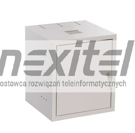 Szara szafa rack wisząca 10" 4Ux310x300 IP30 Drzwi pełne RAL 7035 szara