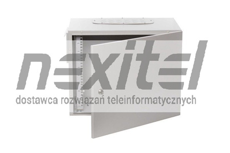 Szara szafa wisząca rack 19" 9UX600X400 IP54 ŚCIANY BOCZNE PEŁNE DRZWI PEŁNE ZEWNĘTRZNA RAL 7035 SZARA